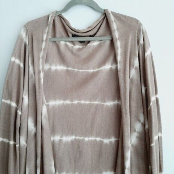 KATHERINE BARCLAY / Open Front Waterfall Cardigan Tie-dye Sz L - Picture 3 of 11